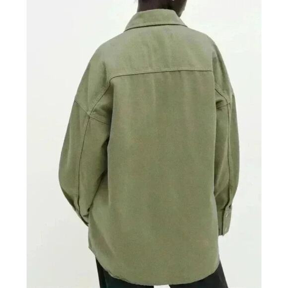 Reformation Jeans Ace Oversized Shirt Jacket in Olive/ Dried Herb  Size Medium - Picture 9 of 9
